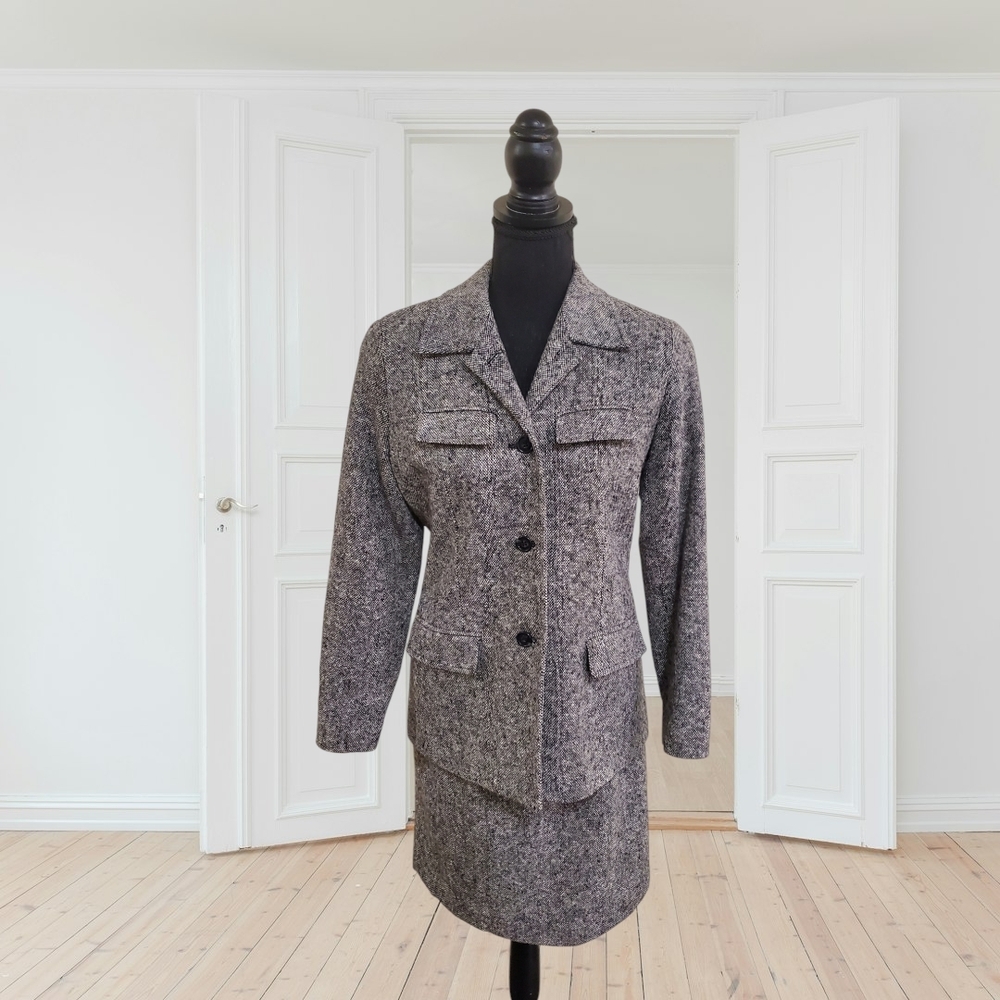 ✨Vintage Chelsea Cambell Women's Gray Wool Jacket And Skirt Set Size 6